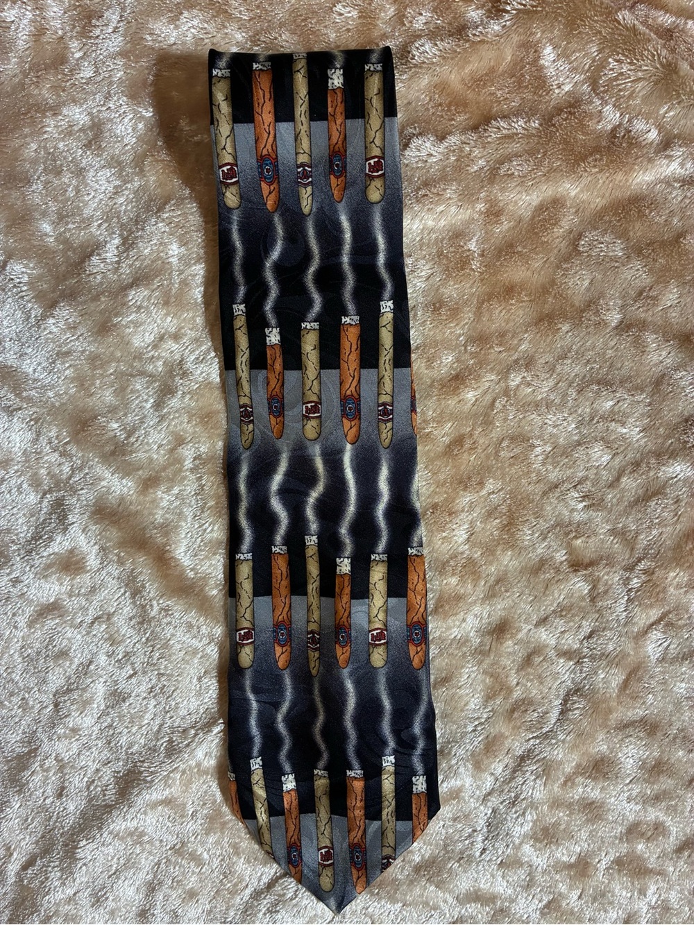 SURREY Classic Men's Black Novelty Cigars 💯 Silk Tie Unique